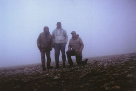 The team in dense fog.